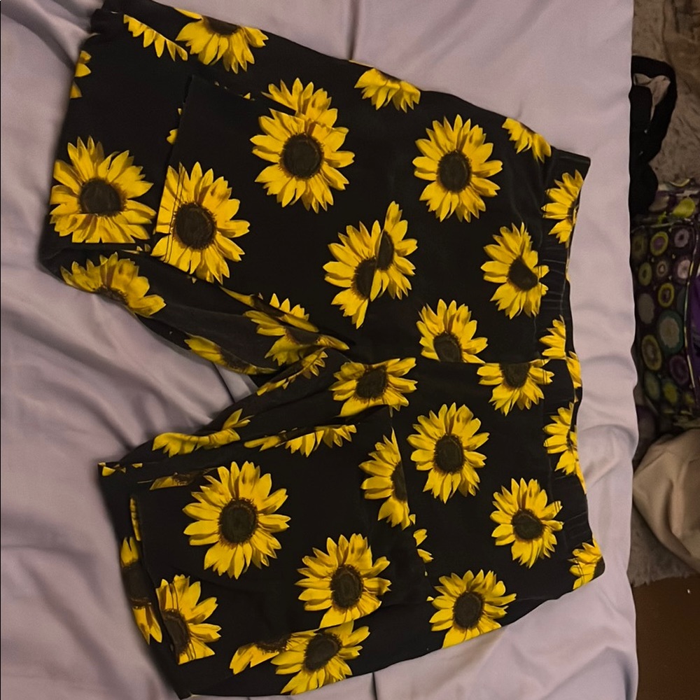 No Boundaries Black and Yellow Sunflower Shorts
